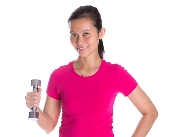 Female Asian With Dumbbell — Stock Photo, Image