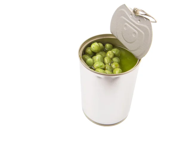 Guisantes verdes en lata lata — Foto de Stock