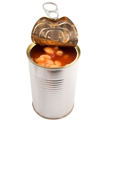 Baked Bean Tin Can White Background — Stock Photo, Image