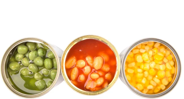 Bakte bønner, grønne erter og søt mais – stockfoto