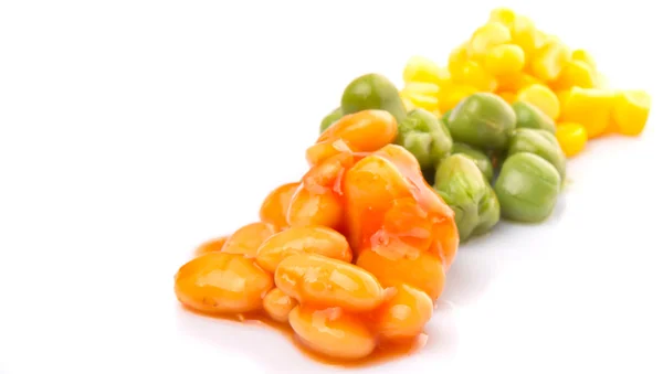 Vita bönor, gröna ärtor och majs — Stockfoto