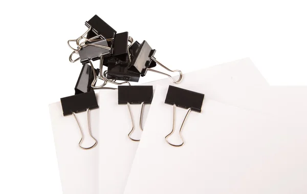 Binder clips with white paper — Stock Photo, Image