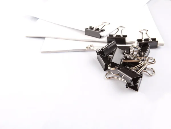 Binder clips with white paper — Stock Photo, Image