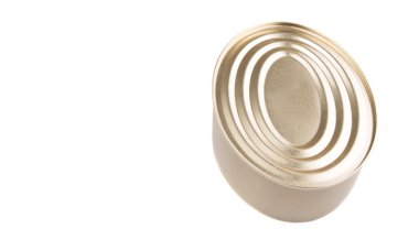 Oval teneke kutu beyaz arka plan üzerinde şeklinde.