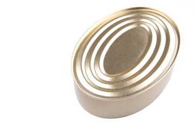 Oval teneke kutu beyaz arka plan üzerinde şeklinde.