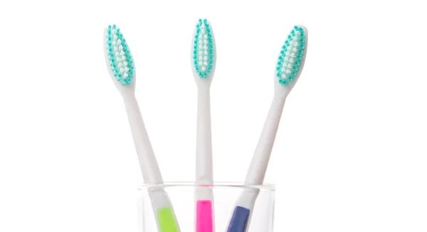 Tooth Brush Glass White Background — Stock Photo, Image