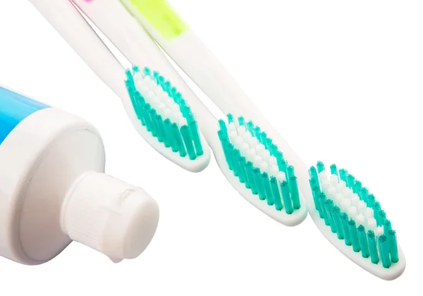 Zubní kartáček a zubní pasta — Stock fotografie