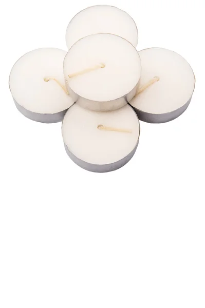 Malé Tealights Nad Bílým Pozadím — Stock fotografie