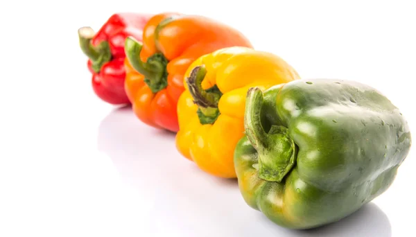 Group Different Colors Capsicum White Background — Stock Photo, Image