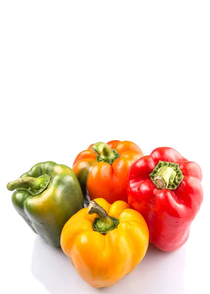 Een Groep Van Verschillende Kleuren Van Capsicum Witte Achtergrond — Stockfoto