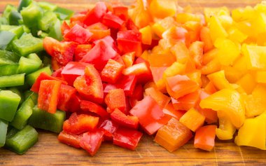 renkli doğranmış capsicums