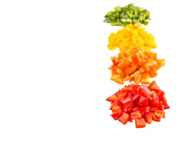 kıyılmış renkli capsicums yığınları