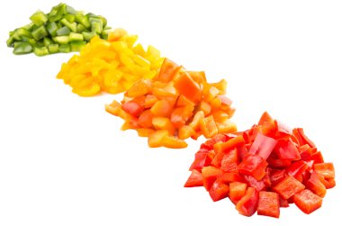 kıyılmış renkli capsicums yığınları