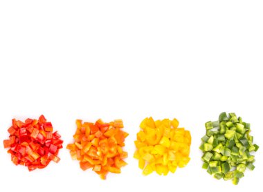 kıyılmış renkli capsicums yığınları