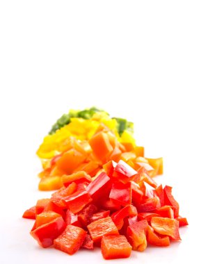 kıyılmış renkli capsicums yığınları