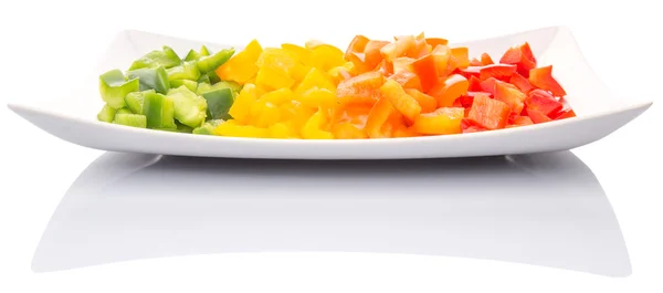 Colorful Chopped Capsicums In A Plate — Stock Photo, Image