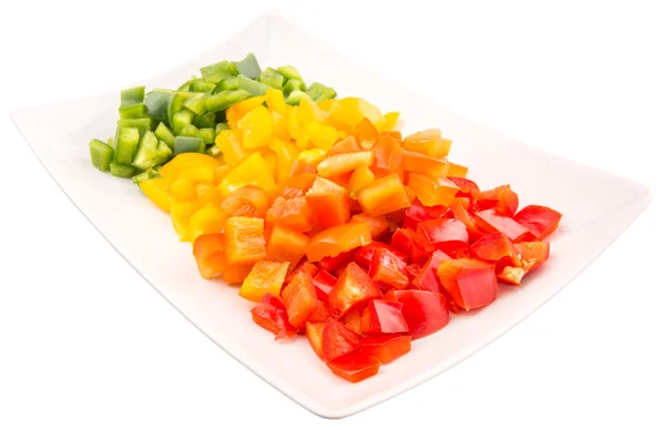 Colorful Chopped Capsicums In A Plate — Stock Photo, Image