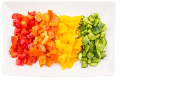 Colorful Chopped Capsicums In A Plate — Stock Photo, Image
