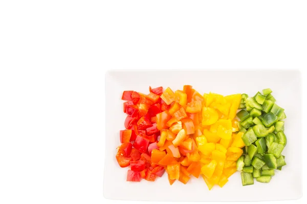 Colorful Chopped Capsicums In A Plate — Stock Photo, Image