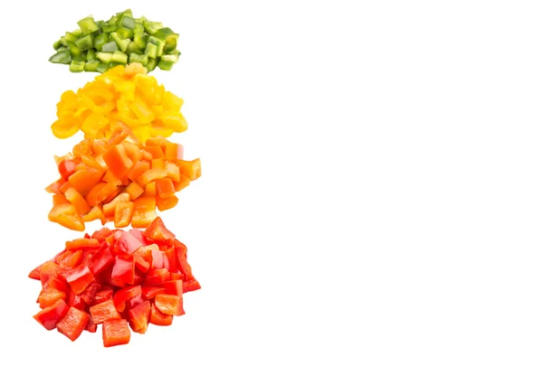 Heaps Chopped Colorful Capsicums White Background — Stock Photo, Image