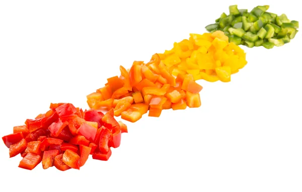 Hromady nakrájené barevné papričky — Stock fotografie