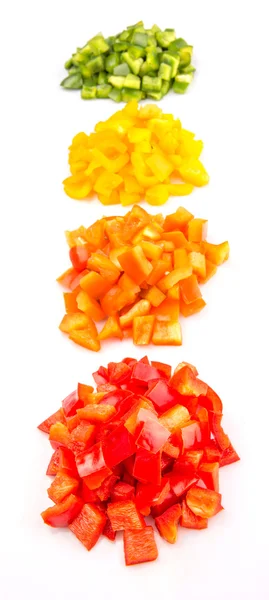 Heaps Of Chopped Colorful Capsicums — Stock Photo, Image