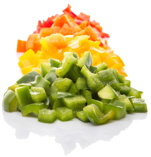 Heaps Of Chopped Colorful Capsicums — Stock Photo, Image