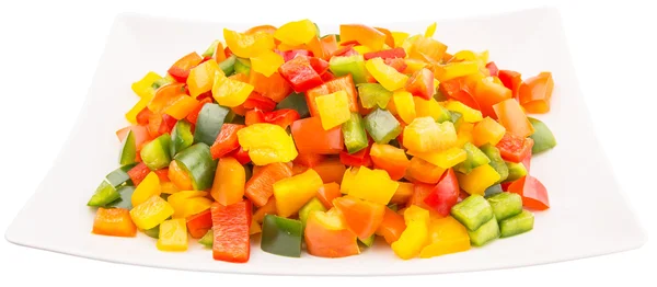 Meng de gehakte kleurrijke paprika — Stockfoto