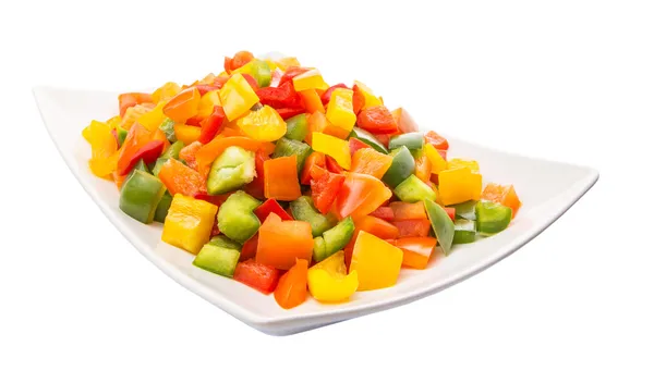 Meng de gehakte kleurrijke paprika — Stockfoto