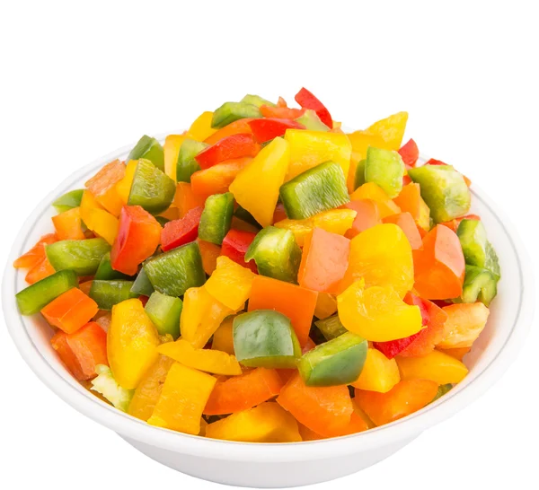 Mix Colorful Chopped Capsicums Stock Photo