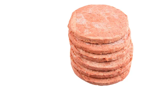 Hamburger Surowy Wołowiny Mięso Mrożone Białym Tle — Zdjęcie stockowe