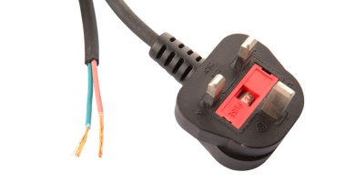İngiliz Standart Üç iğne ac güç takılan ve elektrikli tel maruz