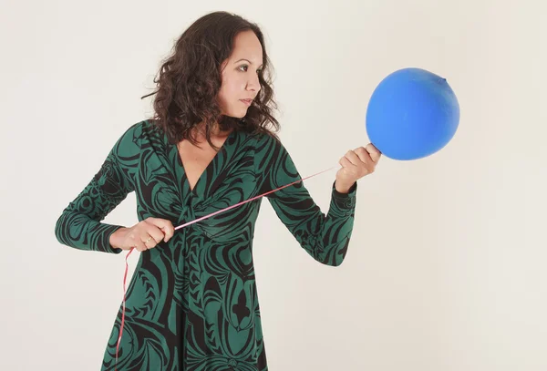 Young woman with balloon — Stock Photo, Image