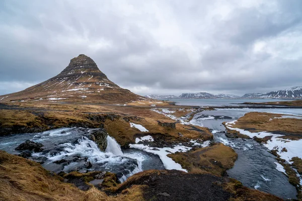 Kirkjufell Montaña Cascadas Uno Los Puntos Referencia Península Snaefellsness Islandia — Foto de Stock