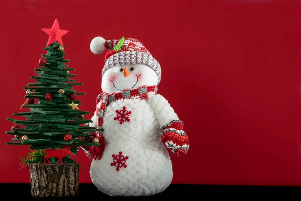 Noel Karte Weihnachtsgruß Hintergrund Mit Kiefer Und Schneemann Ornamente Isoliert — Stockfoto