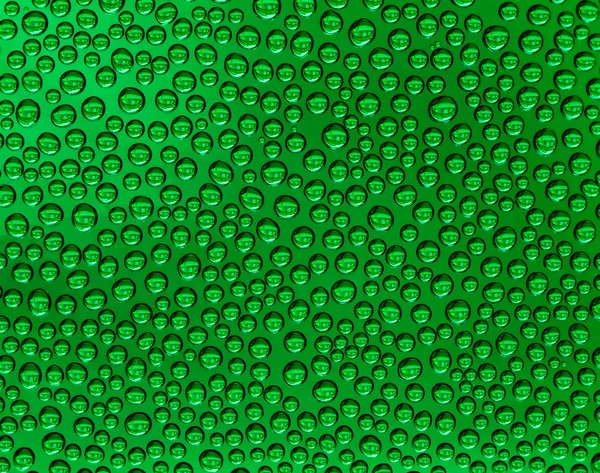 Abstract background with water drops on a green glass — Stock Photo, Image