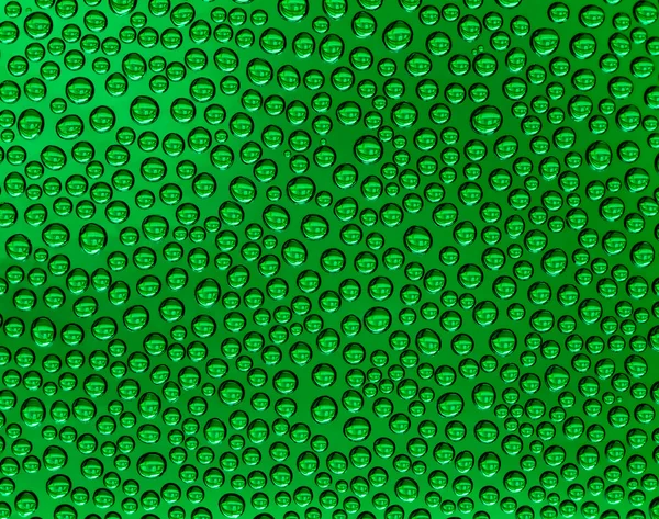 Fundo abstrato com gotas de água em um vidro verde — Fotografia de Stock