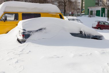 Cars covered in snow clipart
