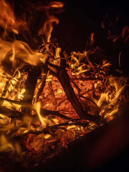 Brûler Bois Chauffage Dans Cheminée Gros Plan — Photo