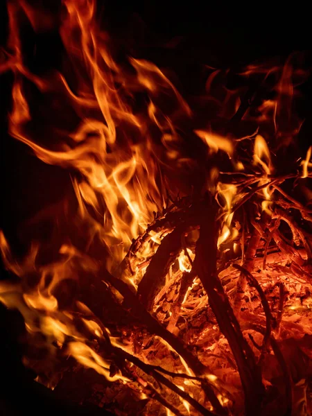 Brännande Ved Eldstaden Närbild — Stockfoto