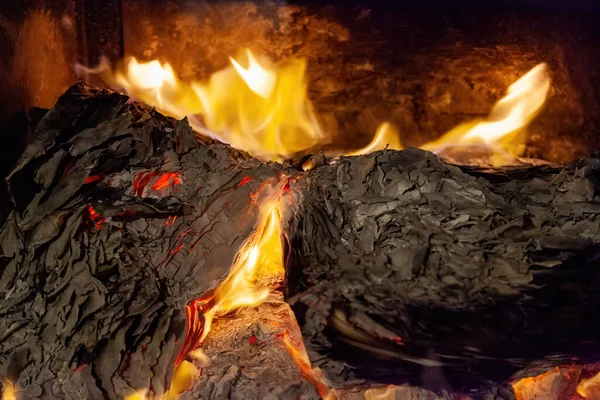 Burning Paper Fireplace Fire Ash — Stock Photo, Image