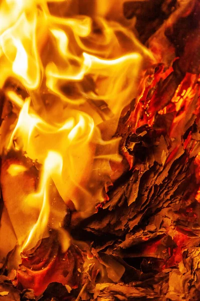 Burning Paper Fireplace Fire Ash — Stock Photo, Image