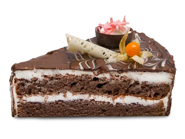 Chocolade taart geïsoleerd op witte achtergrond — Stockfoto