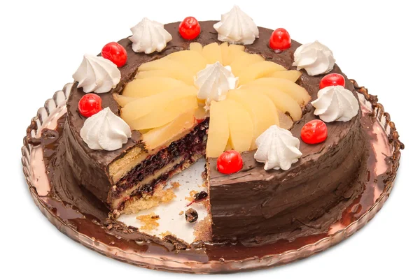 Κέικ σοκολάτας απομονώνονται σε λευκό φόντο — Φωτογραφία Αρχείου
