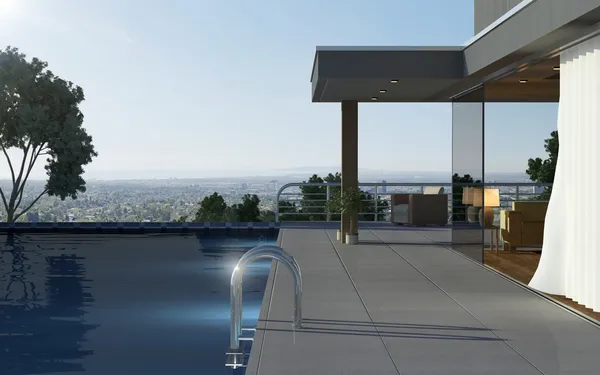 Modern house havuzu ve güzel manzaralı