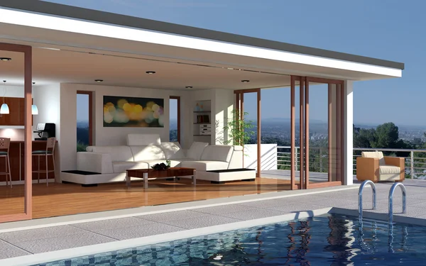 Modernes Haus mit Pool — Stockfoto