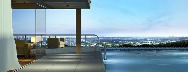 Modernt hus med pool och vacker utsikt — Stockfoto