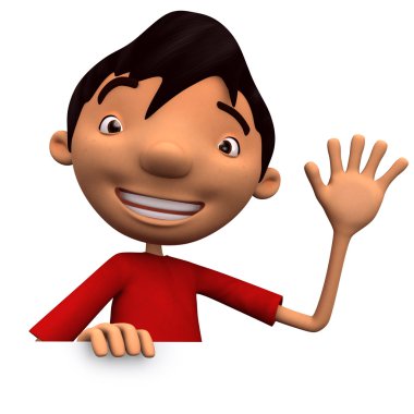 dostu genç adam beyaz boş posteri ile sallayarak