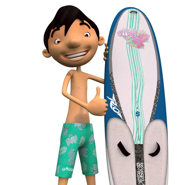 Friendly young man with surfboard — Stock Photo, Image