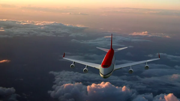 Repülőgép a felhők felett — Stock Fotó